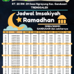 JADWAL IMSAKIYAH UNTUK WILAYAH KECAMATAN GANDUSARI DAN SEKITARNYA